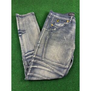 DEMOLITION PLATINUM Mens Jeans Size 36x32 Blue Wash Moto Style Denim